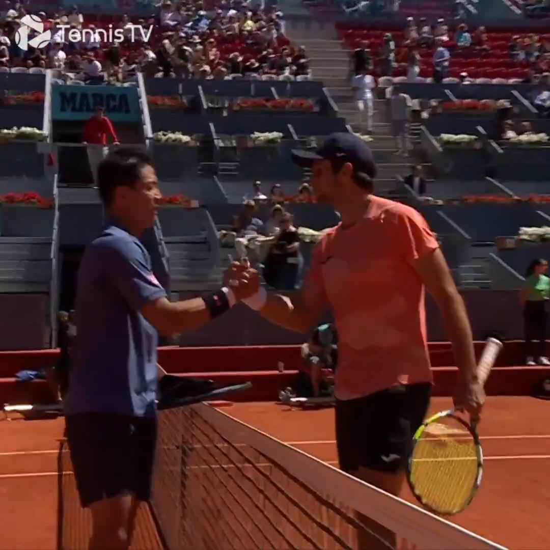 His first clay-court ATP Masters 1000 win in 4️⃣ years! Kei Nishikori gets it done with a 6-4 3-6 6-3 win over Vukic. #MMOpen