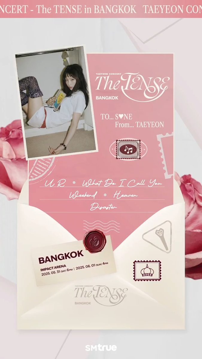 บทเพลงของคิง 👑 TAEYEON 👑 ถึง S♡NE ชาวไทย 🇹🇭 ⠀ S♡NE 💗 ‘𝗨 𝗥’ ☁️ ‘𝗪𝗲𝗲𝗸𝗲𝗻𝗱’ 🪽 ️️‘𝗛𝗲𝗮𝘃𝗲𝗻’ ของ 💜 TAEYEON 💜 ⠀ ไม่ว่าจะบทเพลงไหนที่ทุกคนกำลังรอคอย 🎶🎤✨ เตรียมมารับฟังไปด้วยกันแบบสด ๆ ได้ในคอนเสิร์ตเดี่ยวเต็มรูปแบบครั้งที่ 6 ในประเทศไทย 💖🎧 ⠀ 𝗧𝗔𝗘𝗬𝗘𝗢𝗡 𝗖𝗢𝗡𝗖𝗘𝗥𝗧 - 𝑻𝒉𝒆 𝓣𝓔𝓝𝓢𝓔 𝗶𝗻 𝗕𝗔𝗡𝗚𝗞𝗢𝗞 ⠀ 🌹 𝟮 รอบการแสดง : ⠀ ⠀⠀𝟯𝟭 พฤษภาคม 𝟮𝟱𝟲𝟴 (เสาร์) เวลา 𝟭𝟴:𝟬𝟬 น. ⠀ ⠀⠀𝟭 มิถุนายน 𝟮𝟱𝟲𝟴 (อาทิตย์) เวลา 𝟭𝟲:𝟬𝟬 น. ⠀ 📮 สถานที่ : ⠀ ⠀⠀อิมแพ็ค อารีน่า (𝗜𝗠𝗣𝗔𝗖𝗧 𝗔𝗥𝗘𝗡𝗔) ⠀ 💌 การเปิดจำหน่ายบัตร : แบ่งเป็น 2 รอบดังนี้ ⠀ ⠀⠀✍🏻 รอบสมาชิก “𝗦♡𝗡𝗘” 𝗠𝗲𝗺𝗯𝗲𝗿𝘀𝗵𝗶𝗽 (𝗚𝗟) 𝗣𝗿𝗲-𝗦𝗮𝗹𝗲 ➫ วันที่ 𝟮𝟱 เมษายน 𝟮𝟱𝟲𝟴 (ศุกร์) เวลา 𝟭𝟵:𝟬𝟬 น. - 𝟮𝟲 เมษายน 𝟮𝟱𝟲𝟴 (เสาร์) เวลา 𝟬𝟬:𝟱𝟵 น. ทางเว็บไซต์ เท่านั้น (รายละเอียดวิธีซื้อบัตร : ⠀ ⠀⠀✍🏻 รอบบุคคลทั่วไป (𝗚𝗲𝗻𝗲𝗿𝗮𝗹 𝗦𝗮𝗹𝗲) ➫ วันที่ 𝟮𝟳 เมษายน 𝟮𝟱𝟲𝟴 (อาทิตย์) ตั้งแต่เวลา 𝟭𝟭:𝟬𝟬 น. เป็นต้นไป ทาง 7-Eleven ทุกสาขาทั่วประเทศ และเว็บไซต์ (รายละเอียดวิธีซื้อบัตร : ⠀ 🪄 คำถามที่พบบ่อย (FAQ) : ⠀ ⠀⠀ ⠀ #TAEYEON #태연 #GirlsGeneration #소녀시대 #TAEYEON_TheTENSE #TheTENSE #BANGKOK #TAEYEON_TheTENSE_in_BANGKOK #SMTrue