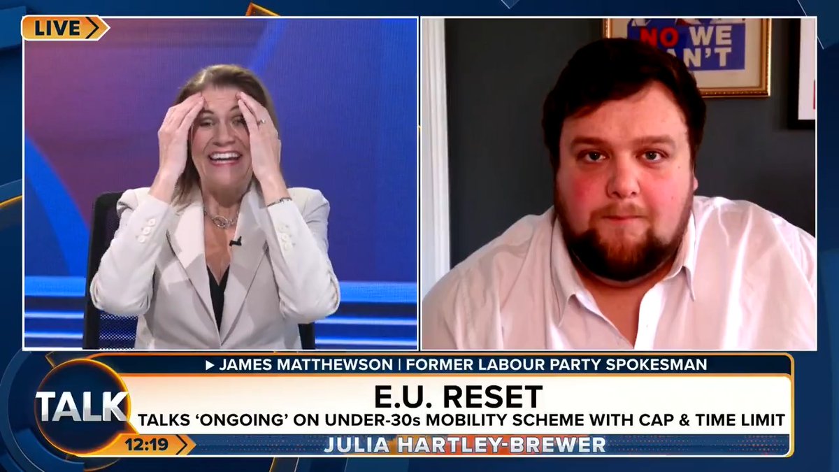 Julia Hartley-Brewer clashes with ex-Labour spokesman James Matthewson on importing foreign workers, after he says all Brits should "get the choice" about working or not. "If we all take the day off - who's paying for everything? That's not how life works, just mad!" Julia Hartley-Brewer