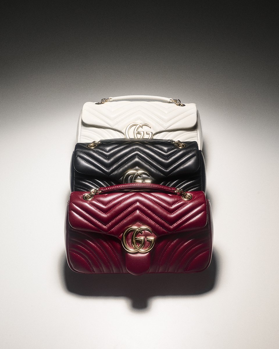 Crafted with a soft silhouette, a slender back pocket, and a smooth sliding chain handle—the new #GGMarmont is all about the details. Discover more