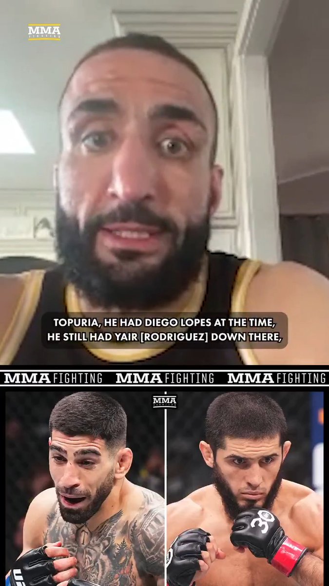 .Belal Muhammad scoffs at Ilia Topuria getting an immediate title shot against Islam Makhachev: "If Islam dominates him, [then it’s] ‘oh well, he’s a 45’er.' … There’s other opponents for him to fight. So he’s not desperate to have to fight a 45’er." (🎥 Damon Martin)
