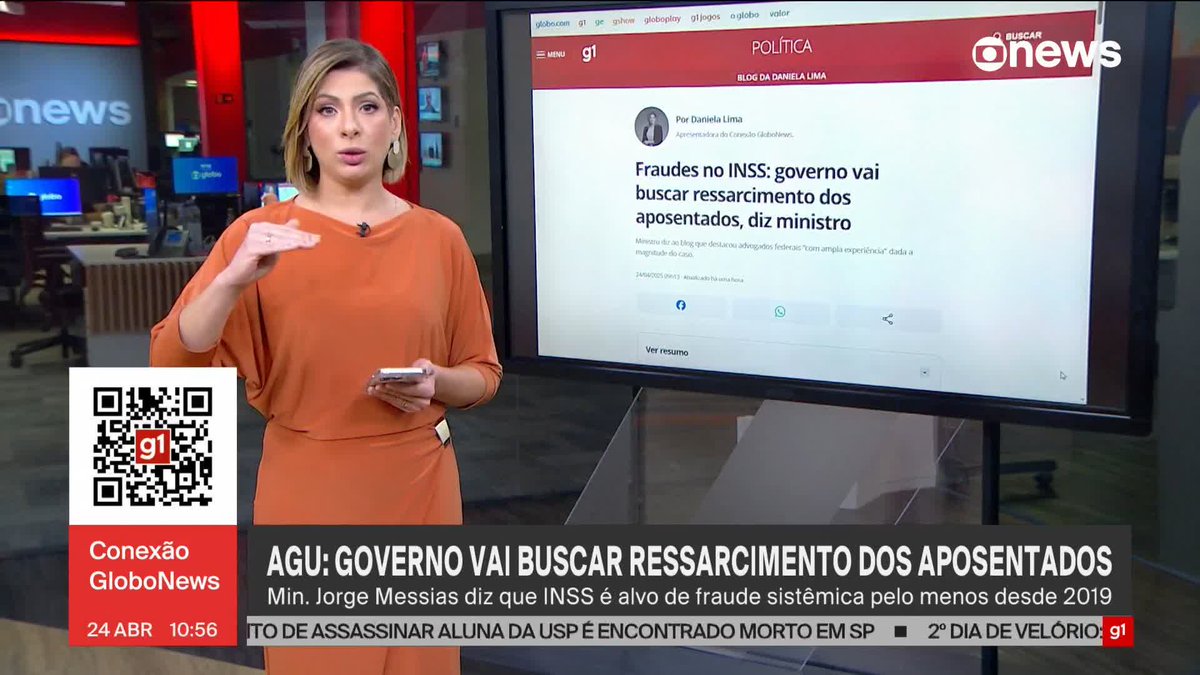 Apuração de Daniela Lima: governo vai buscar ressarcimento dos aposentados, diz ministro da AGU. ➡ Assista ao #ConexãoGloboNews: #GloboNews