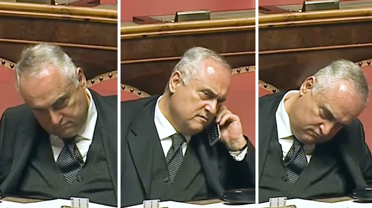 Tripletta di Lotito in Senato: dorme, risponde al telefono e si riaddormenta