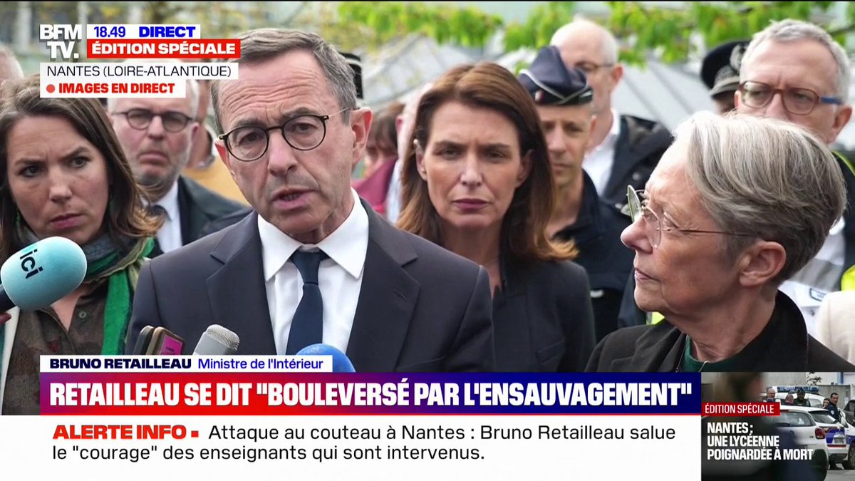 Attaque au couteau à Nantes: "Ce n'est pas un fait divers, c'est un fait de société", estime Bruno Retailleau