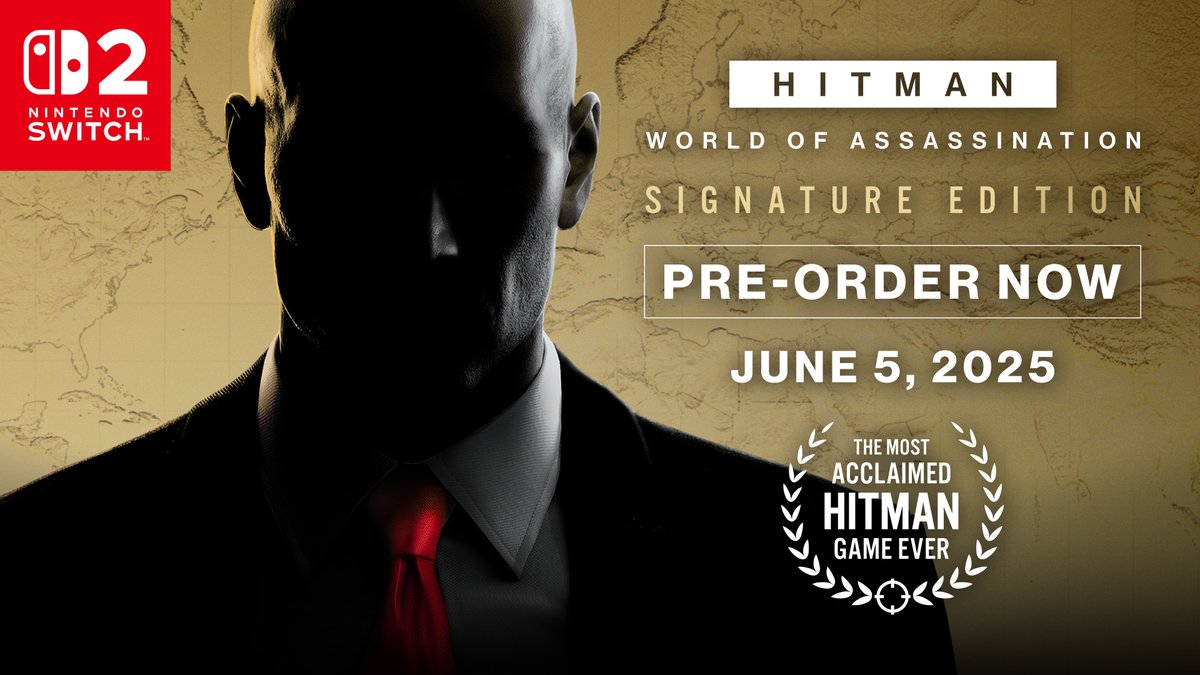 Agents, you can now pre-order HITMAN World of Assassination - Signature Edition on Nintendo Switch 2. With over 100 hours of content at your fingertips, your next contract is truly on the go. #HITMAN #Agent47 #NintendoSwitch2