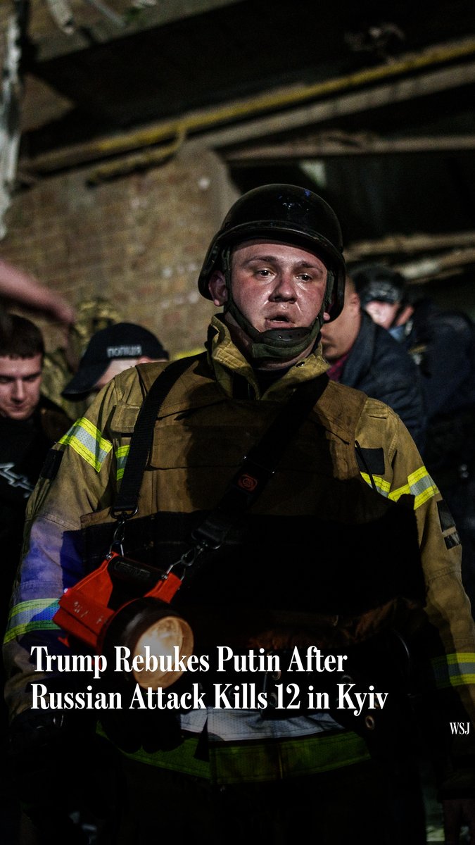 President Trump said he was “not happy” with Russian strikes that killed at least 12 people and injured 90 others in an overnight attack on the Ukrainian capital, Kyiv. Read more:
