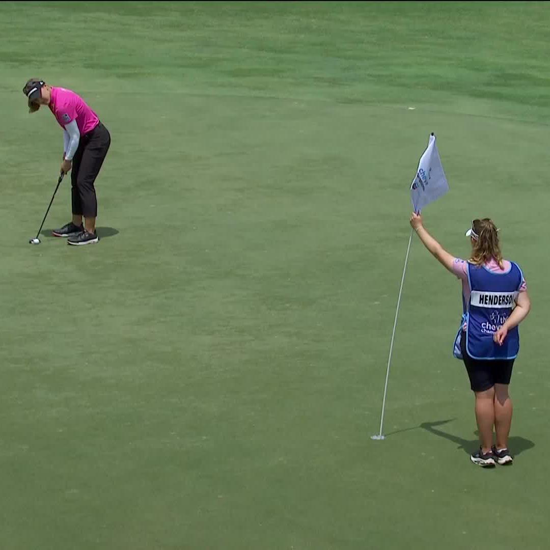 A clutch birdie putt for Brooke Henderson to remain even on the day 🐥 Tune in on Golf Channel!