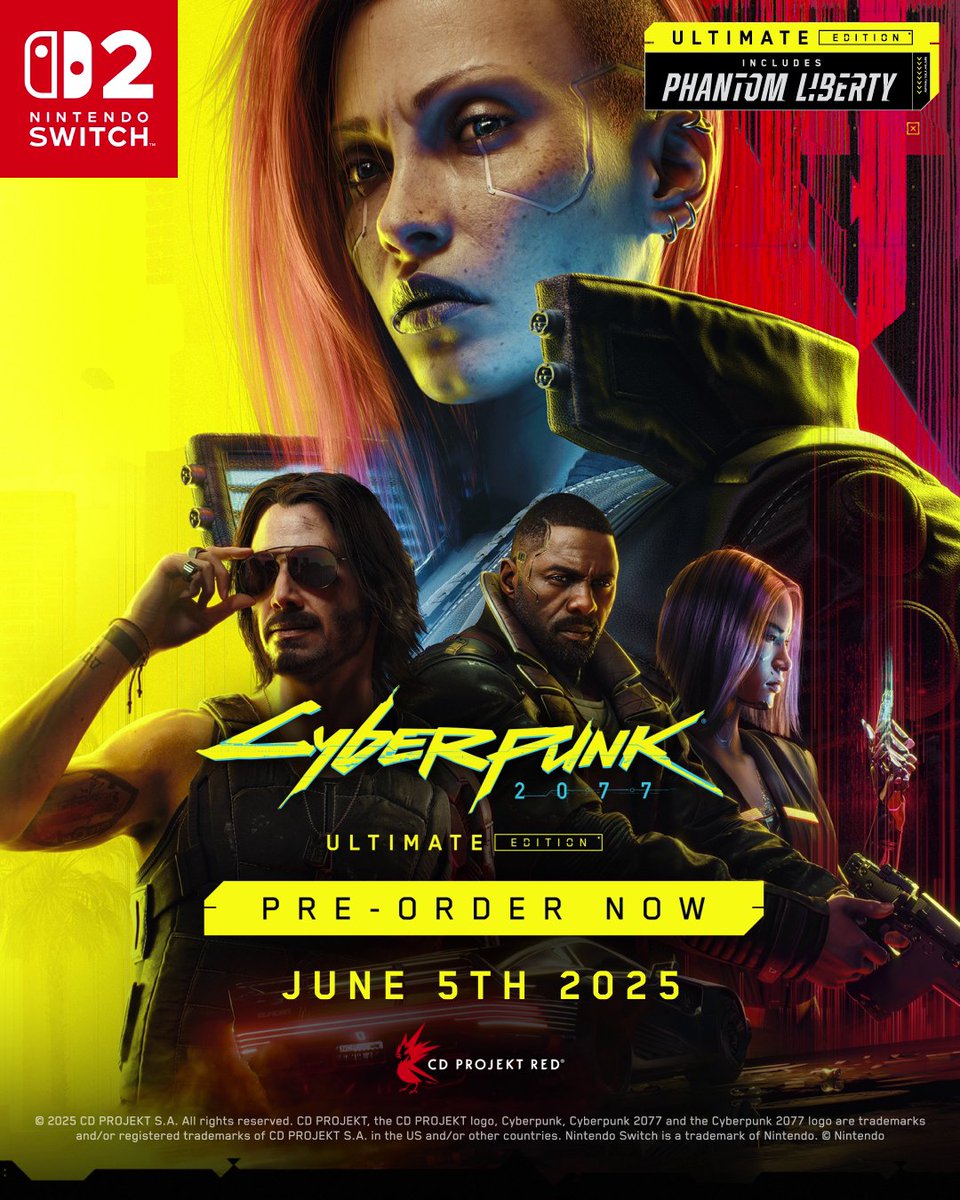 Night City in the palm of your hand! 🏙️🤩 #Cyberpunk2077: Ultimate Edition is available to pre-order now! Coming to #NintendoSwitch2 on June 5: