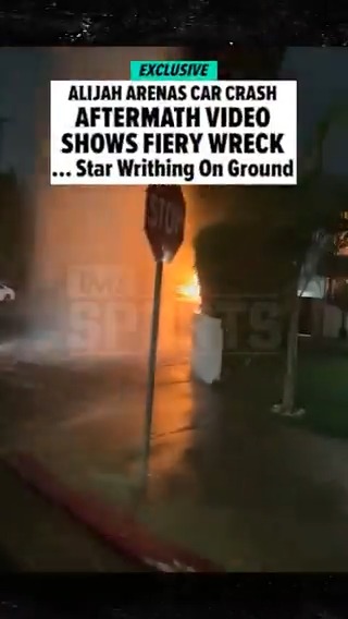 #AlijahArenas rolled on the ground in a huge puddle of water just moments after he was ripped from a burning Tesla Cybertruck ... video, obtained by #TMZSports, shows. FULL STORY HERE ➡️