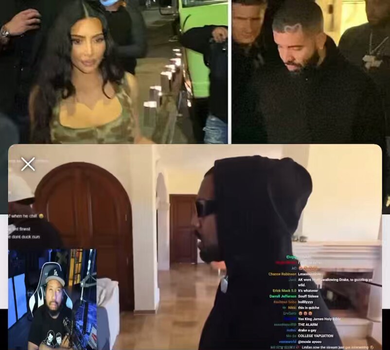 Dj akademiks reveals that Drake is currently knocking down kim kardashian after Kanye west revealed on stream that Drake is trying to triple x him after he slept with amber rose Kim k and who’s next
