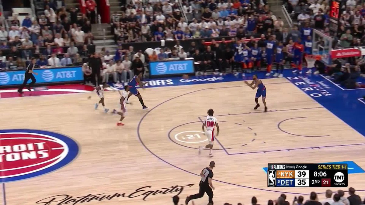 WHAT A PLAY FROM THE ROOK 😳 Ron Holland II ignites the Detroit crowd with a chasedown block!