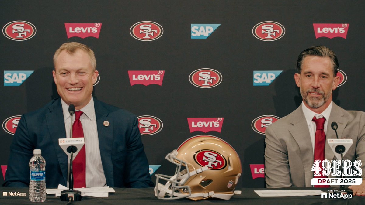 John Lynch and Kyle Shanahan speak to the media following Day 1 of the #NFLDraft.
