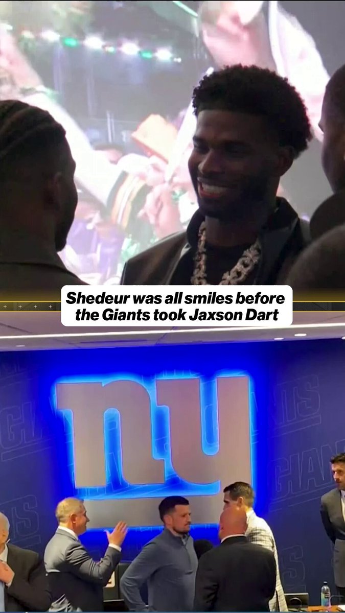 This was a live look at Shedeur when the Giants sent their pick in for Jaxson Dart. (via NFL Network)