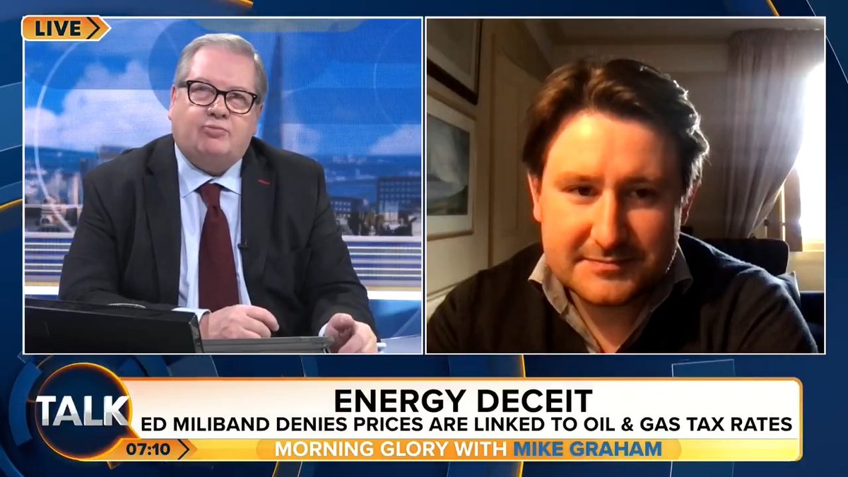 Mike Graham SLAMS Ed Miliband after he denied that energy prices are linked to oil and gas tax rates. Mike: “He is so increasingly INSANE!” Political commentator Benedict Spence: “Why is it our prices are so much higher than they are in other countries?” Mike Graham 🇬🇧