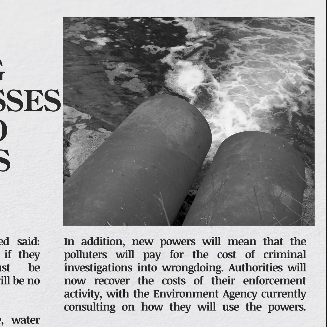 Polluting water bosses face up to two years in prison under new powers in force today. Promise made. Promise delivered. Read more: