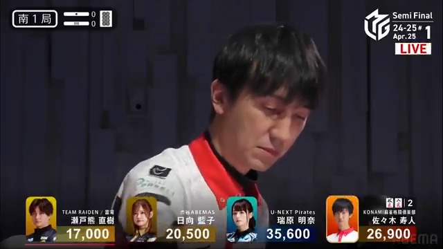 #Mリーグ 2024-25試合ダイジェスト📹 南1局、#佐々木寿人 選手の跳満ツモ! 麻雀格闘倶楽部と雷電の直接対決! 瀬戸熊選手の親番の場面で寿人選手が タンヤオ平和赤1の🀋🀎待ちリーチ! スムーズに🀎をツモって裏1 3000・6000の加点でトップ目に浮上! 👇動画タップで今すぐ無料視聴