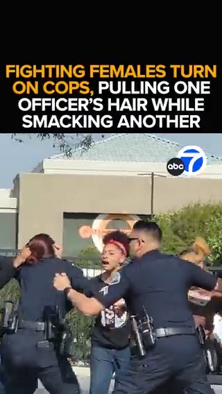 SoCal school cops trying to break up a fight end up right in the middle of it. A female officer is nearly dragged to the ground by her hair, while a male officer is struck multiple times. The chaotic campus clash in the I.E. all caught on camera. This morning at 6 from ABC7.