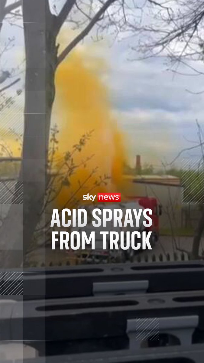 Authorities warned residents to close their windows as the toxic acid spurted from the truck in Oldham, Greater Manchester.