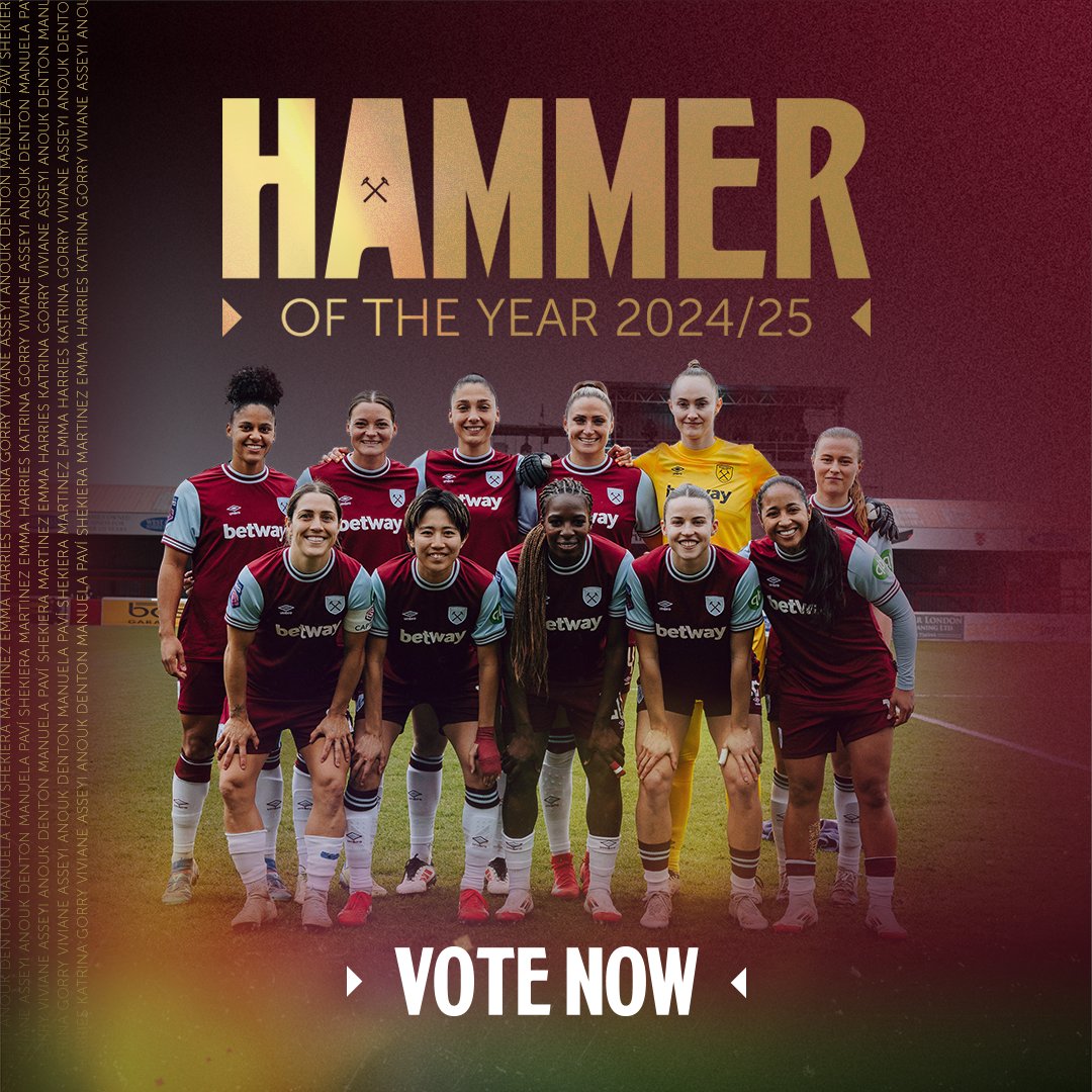 After a record-breaking season in Claret &amp; Blue, it's time to have your say... 🏆 Cast your vote for the Women’s Hammer of the Year before the poll closes on Wednesday 30 April ⚒️