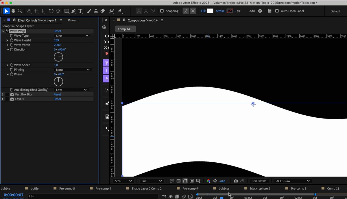 The reason I hate Wave Warp. The Pinning can be smoother using the Blur + Alpha adjustment, but this solution is not perfect. Does anyone know a better effect that works similarly?