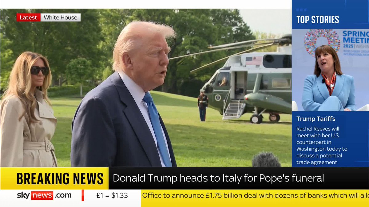 "I thought he was a fantastic kind of guy" Donald Trump remembers Pope Francis as the US president, and the first lady heads to Rome for the funeral of the late pontiff 📺 Sky 501, Virgin 602, Freeview 233 and YouTube