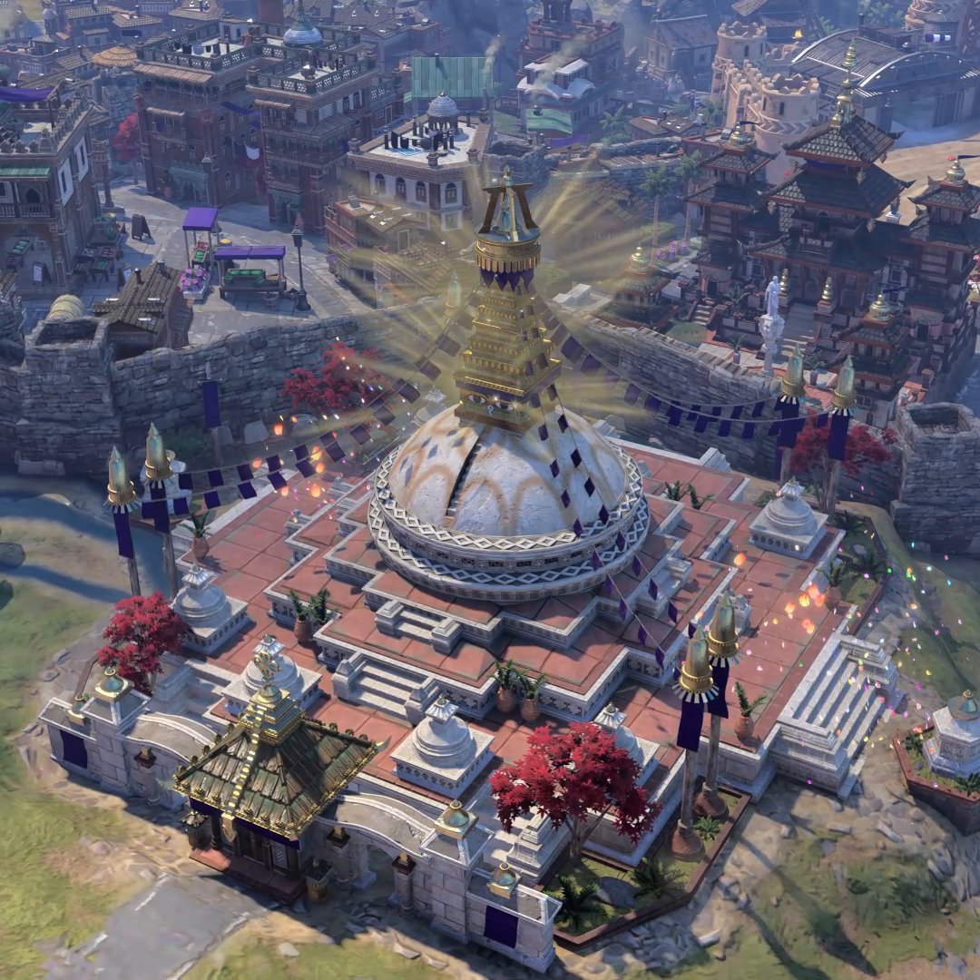 Boudhanath, a bastion of the enlightened mind, immediately increases your Relationship with all other Leaders in #Civ7!