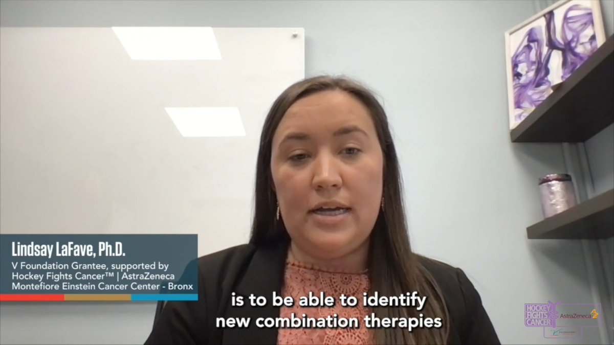 Our researcher Dr. Lindsay LaFave shares how her lung cancer research is changing the game. Through #HockeyFightsCancer in collaboration with the NHL, NHLPA and AstraZenecaUS, we’re helping Dr. LaFave fuel her bold ideas! Thank you to Astra Zeneca for their support of this grant!
