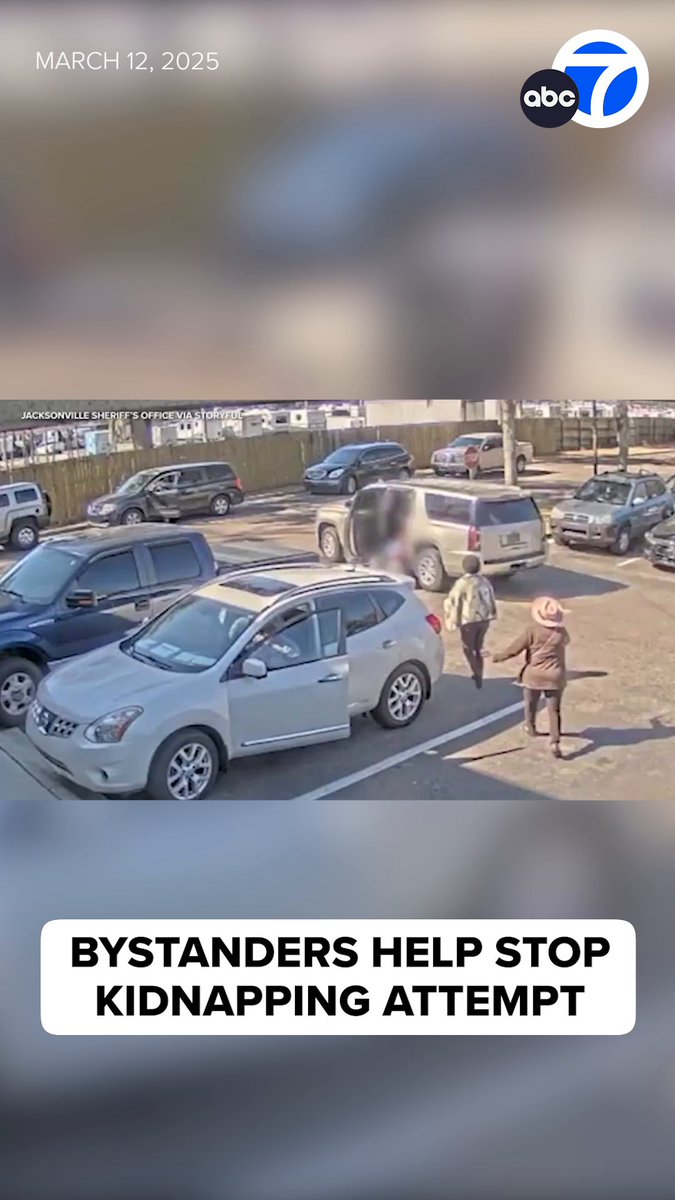 TERRIFYING! Security footage captured the moment bystanders intervened to help a mother who was trying to prevent a man from driving away with her two-year-old and six-month-old children in Florida.