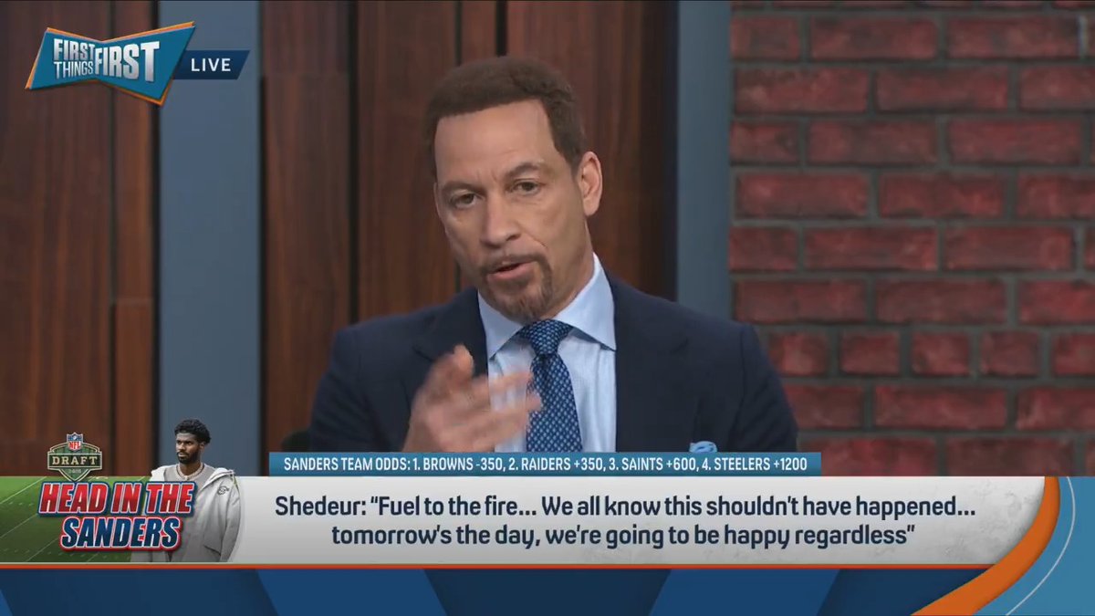 .Chris Broussard reacts to Shedeur Sanders slipping in the NFL Draft: "When the Steelers did not take him, I was like floored. I was stunned…What all of these teams passing on him…there’s only one conclusion: they don’t think he’s that good.”