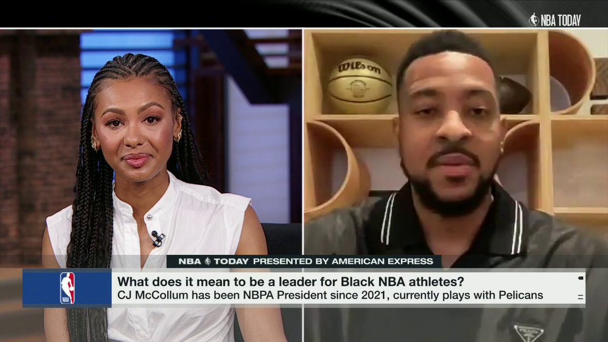 75 years ago today, Chuck Cooper, Earl Lloyd and Nat "Sweetwater" Clifton became the first Black players to be drafted into the NBA 👏 NBPA President CJ McCollum with Malika Andrews on the impact of the 1950 NBA Draft.
