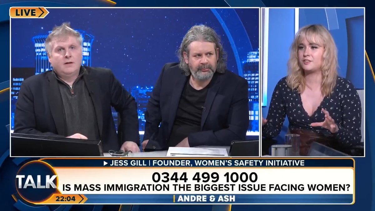 Women's Safety Initiative founder Jess Gill says "mass immigration" is the biggest issue facing women today. André Walker Ash Jess Gill Women’s Safety Initiative