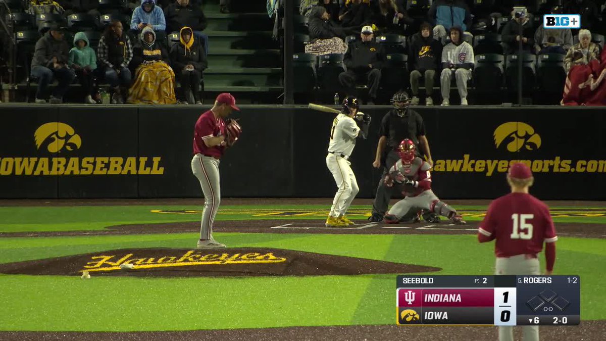 DANIEL ROGERS 💥 Leadoff solo home run from Rogers gets the Hawks on the board! #Hawkeyes