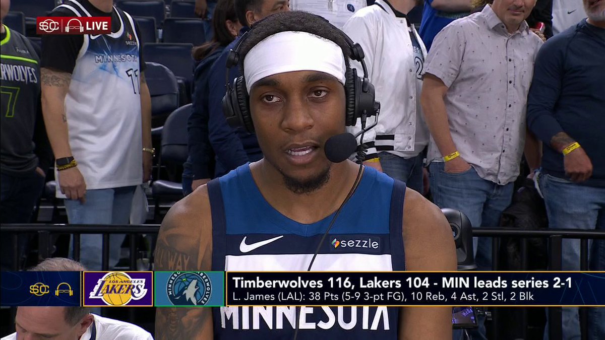 "Sometimes it looks so easy when he's just ... looking at the ground shooting them threes." Jaden McDaniels explains to Scott Van Pelt what it's like to witness playoff LeBron 💪