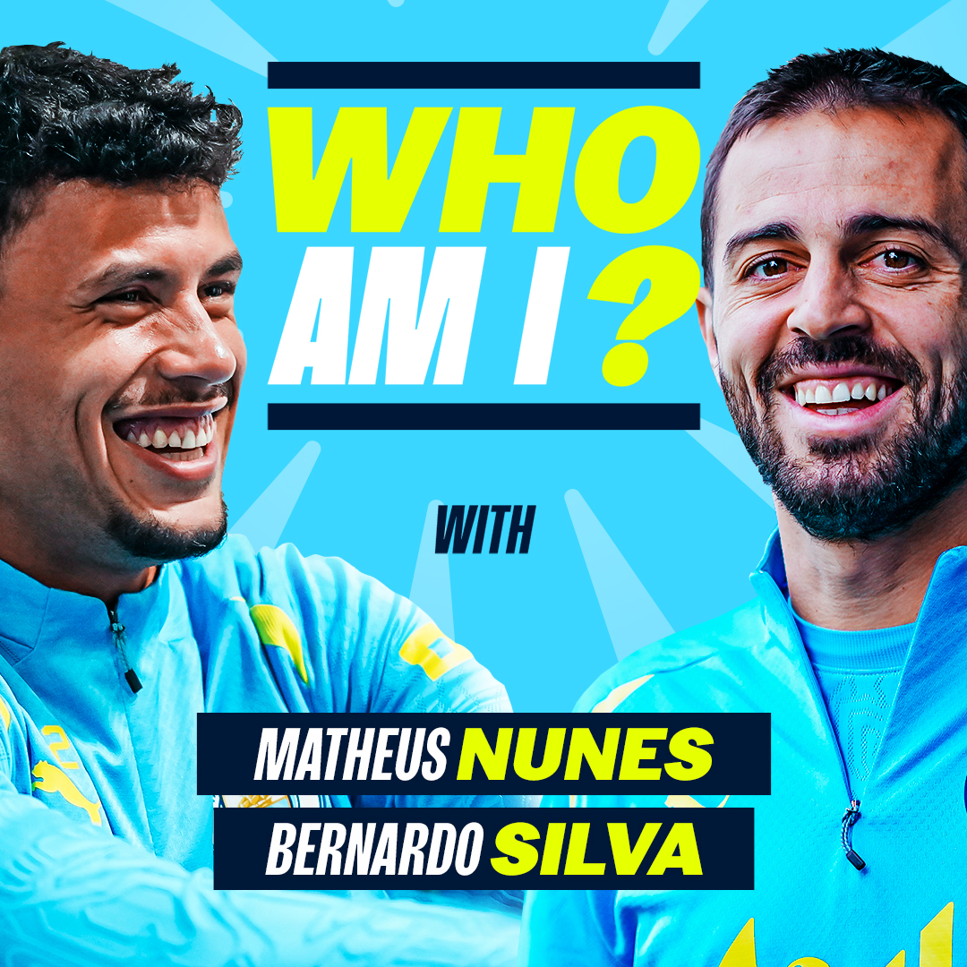 "He only wears shin pads for two-touch!" 😅 Bernardo Silva and Matheus Nunes play 'Who am I?" 🤔👇