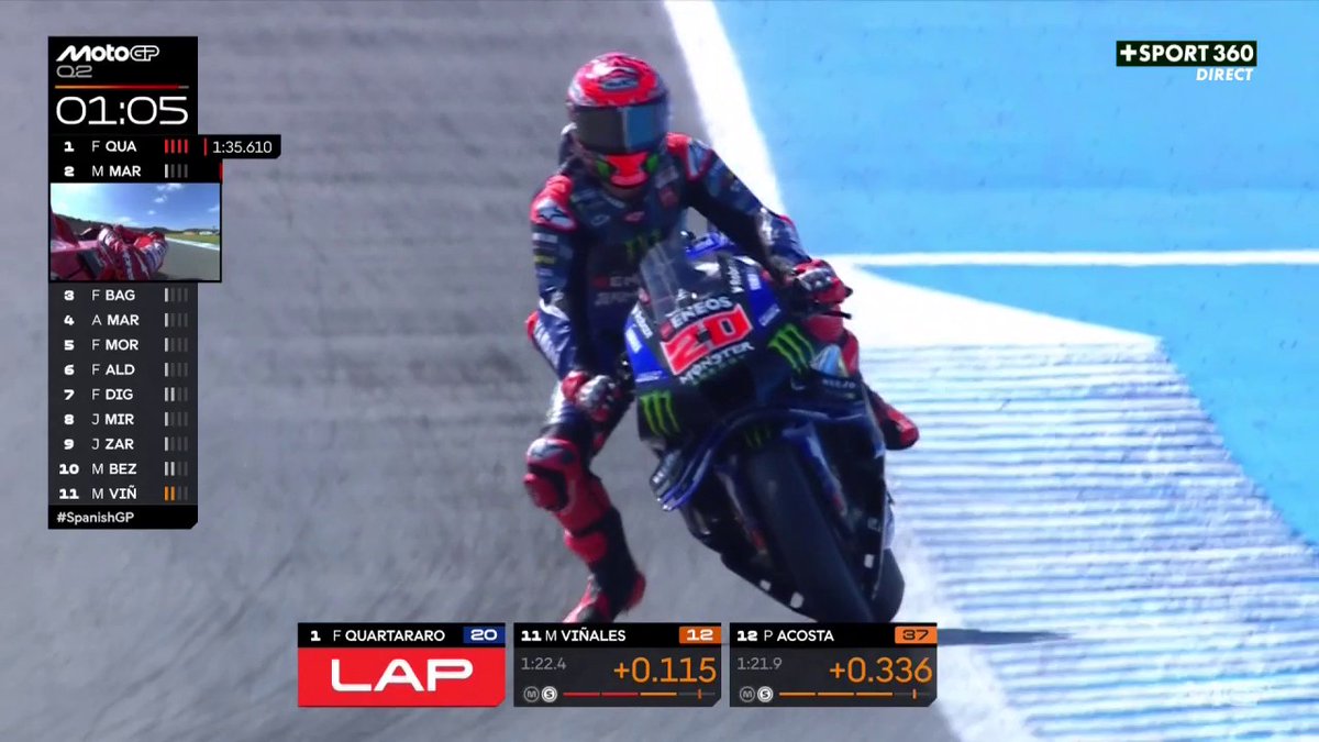 Meilleur chrono pour Fabio Quartararo, il reste 1min ! 🤩 #SpanishGP | #MotoGP