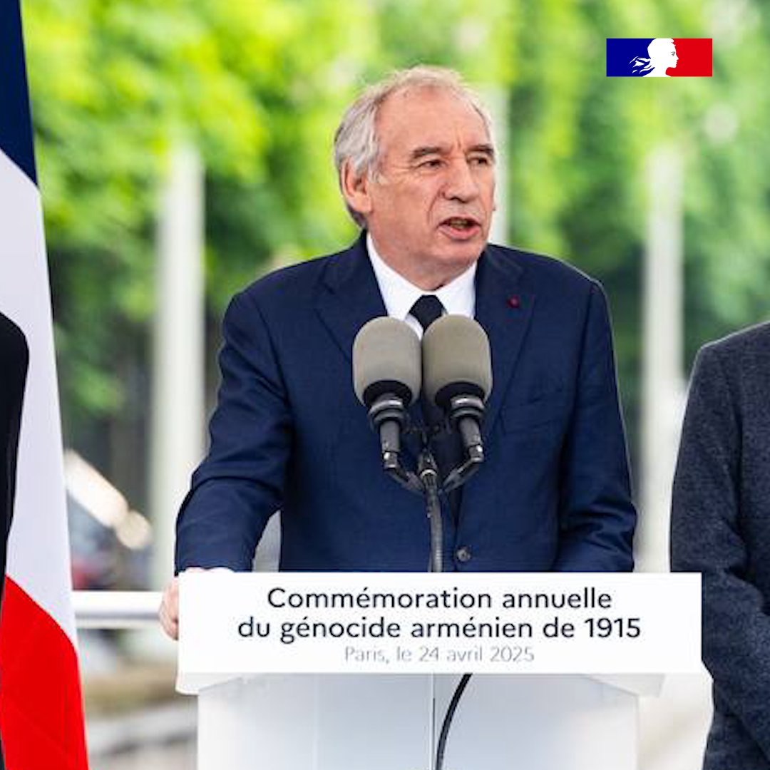 🗣️ « La France et l’Arménie unissent leurs forces et leurs voix ! » 👉 Retour sur le discours du Premier ministre, François Bayrou, à l’occasion de la commémoration annuelle du génocide arménien de 1915.