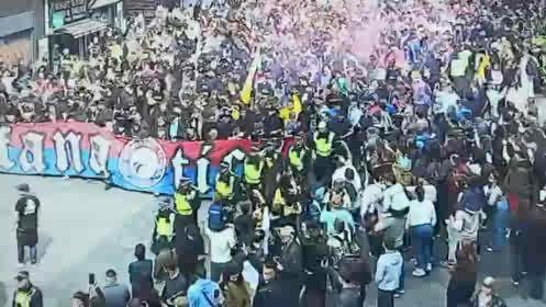 Met officers worked closely with our British Transport Police colleagues to safely escort a significant number of Crystal Palace fans from Covent Garden to Green Park station. One man was arrested for an offence related to flares and assaulting an emergency worker.