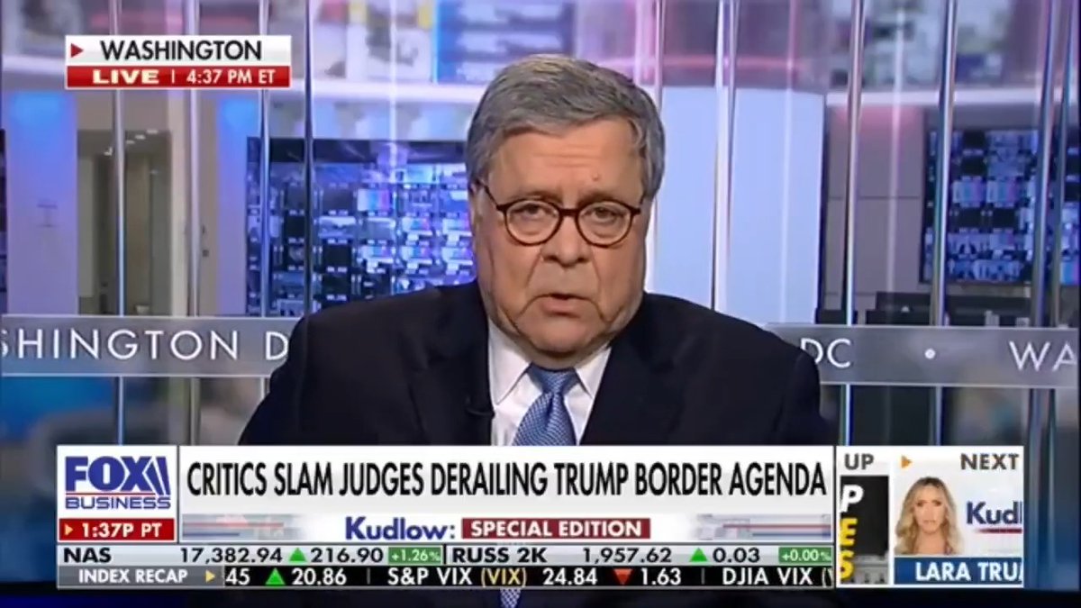 Former Attorney General Bill Barr supports the arrests of the two judges: "These judges do not have the right to interfere with the federal government performing its function."