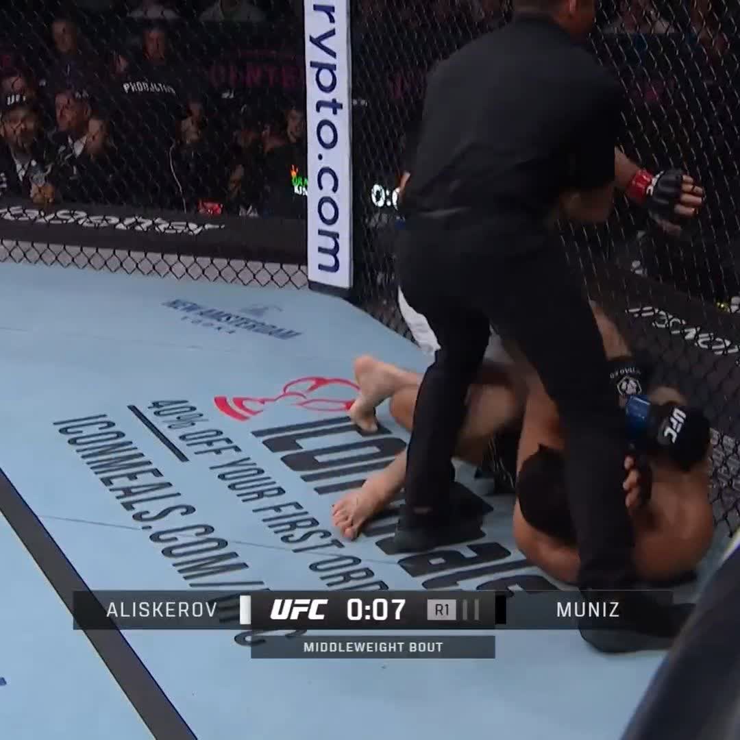 He's back with a vengeance 😤 @Ikram_Aliskerov adds another first round finish to the resume at #UFCKansasCity!