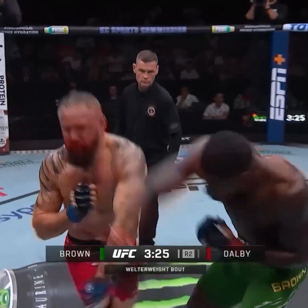 THAT RIGHT HOOK FROM Randy Brown 🤯 He's leaving #UFCKansasCity with a knockout victory!