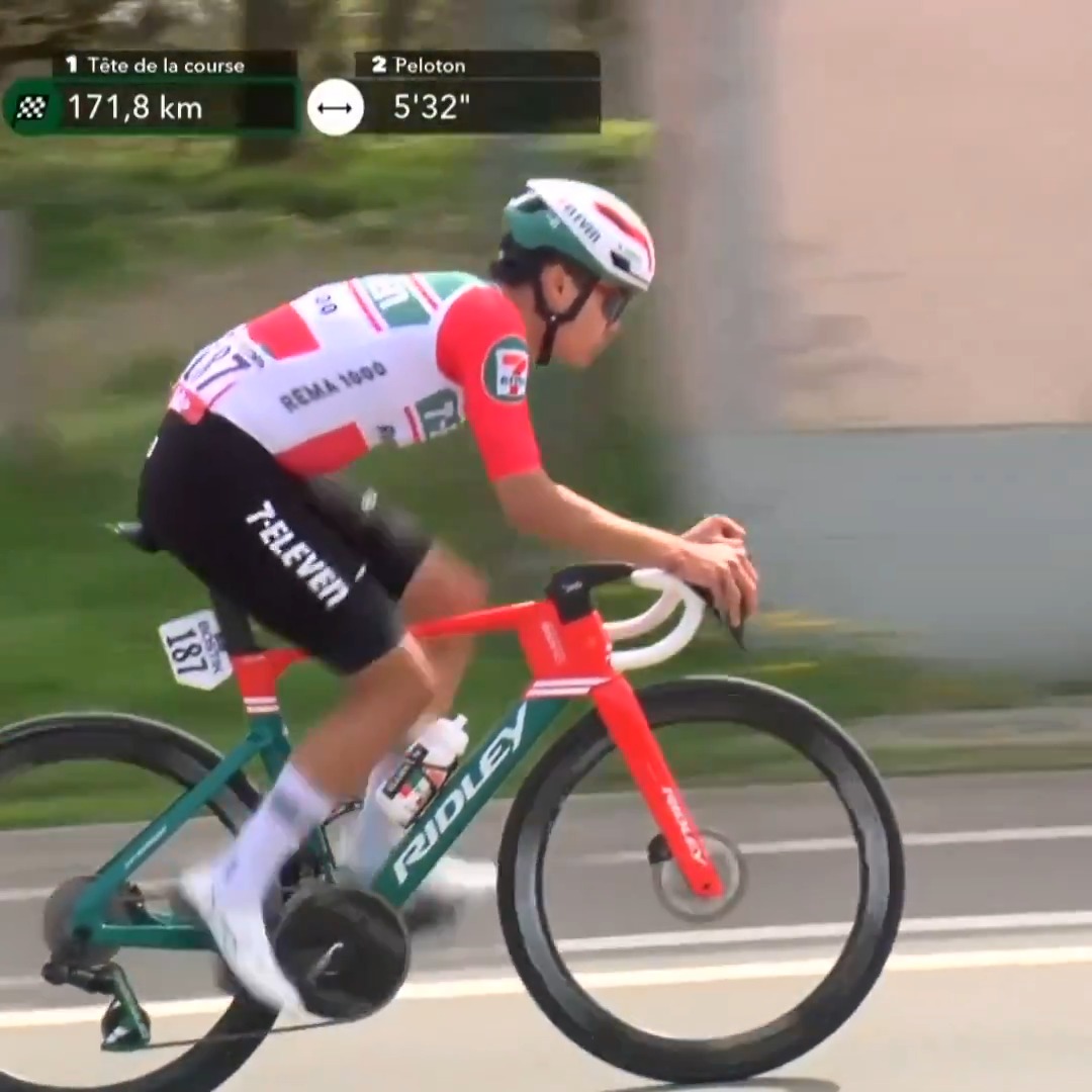 Bob Roll and Christian Vande Velde loving the 7-Eleven tribute jerseys! ❤️💚 #LBL bobkeroll VandeVelde,Christian 📺: Peacock