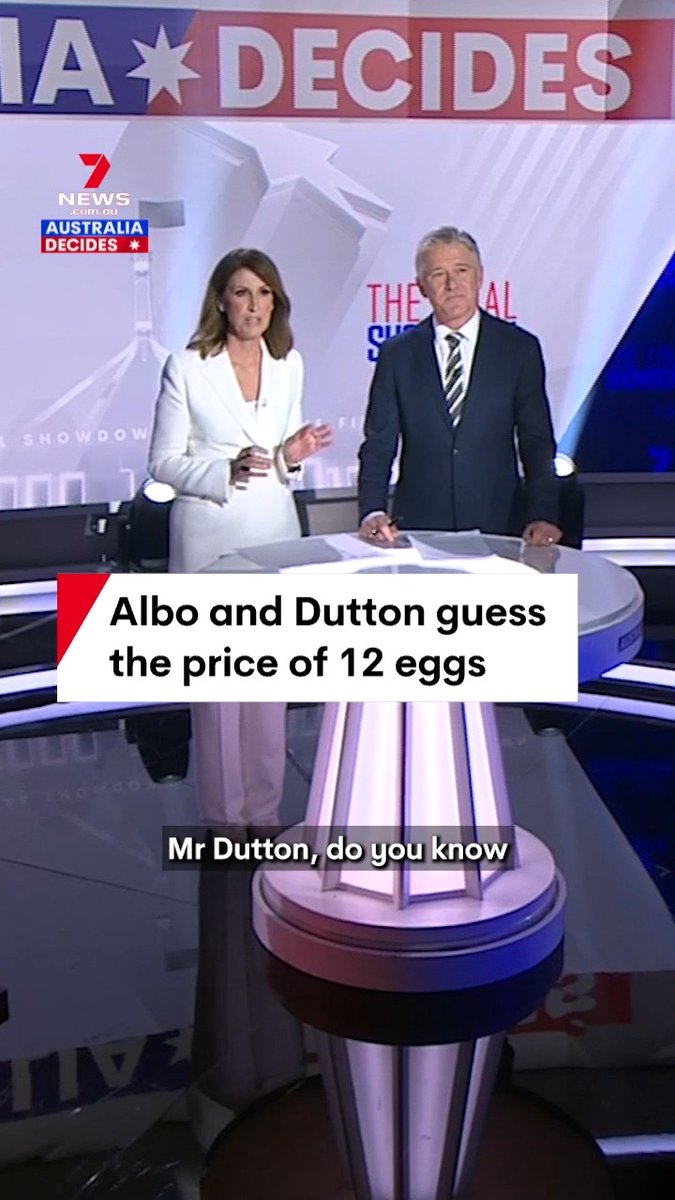 The Final Showdown: Anthony Albanese and Peter Dutton try to guess the price of a dozen eggs. #finalshowdown #leadersdebate #auspol #ausvotes #7NEWS