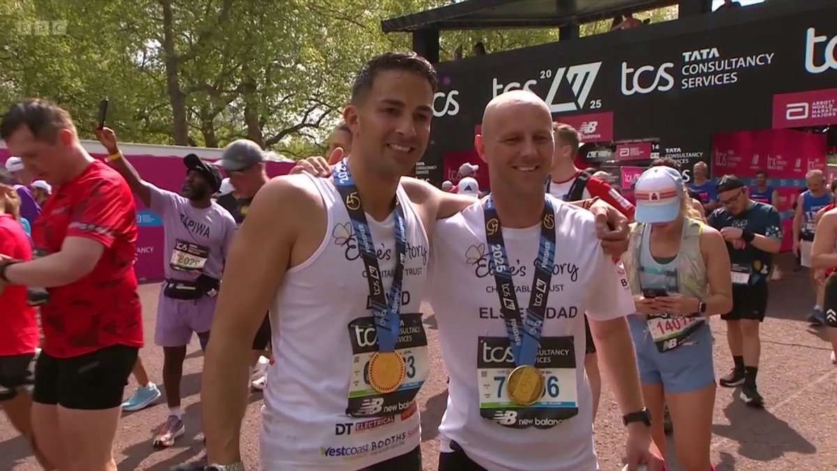 David Stancombe has finished the London Marathon! His daughter was one of the three girls killed at a dance class in Southport last year, and he was running to raise money for charities in his daughter's name. #LondonMarathon #BBCMarathon
