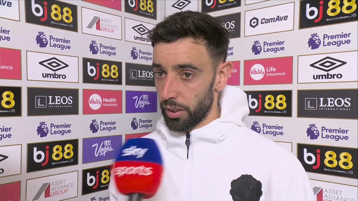 "Not happy to get a point, but it's always better than nothing" Bruno Fernandes on Man Utd's late equaliser against Bournemouth 🗣️