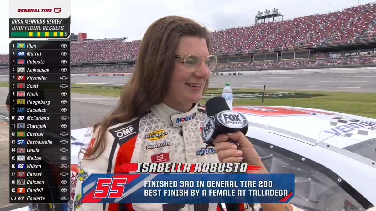 Talladega history for Isabella Robusto! #ARCA
