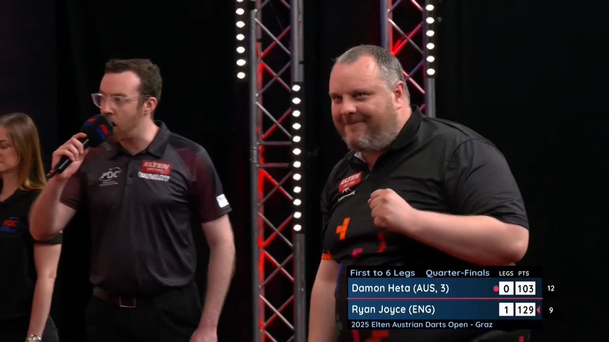 BACK-TO-BACK BULL FINISHES! Ryan Joyce is off to a dream start against Damon Heta! Having whitewashed the Australian last week, Joyce produces consecutive bull finishes to seize the early initiative here! 📺 #ET5 | QFs