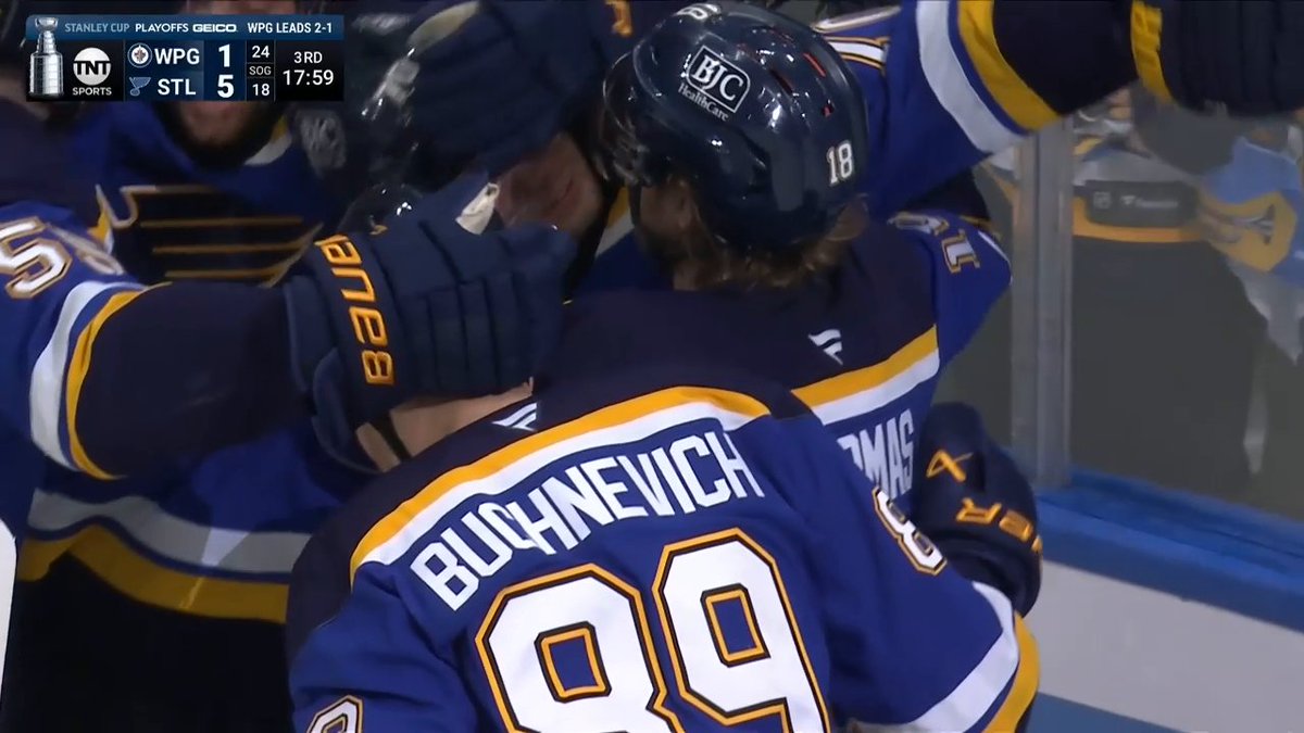 MAKE THAT FIVE STRAIGHT GOALS FOR THE BLUES‼️ #StanleyCup 🇺🇸: NHLonTNT (TBS) & Sports on Max ➡️ 🇨🇦: Sportsnet or stream on Sportsnet+ ➡️