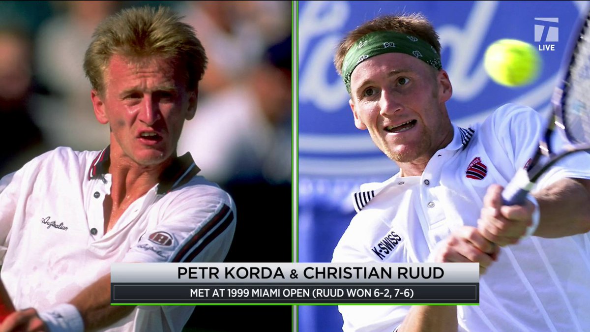 Like fathers, like sons 😉 Sebastian Korda and Casper Ruud are facing off 26 years after their dads, Petr and Christian, dueled at the Miami Open 😯 #MMOpen