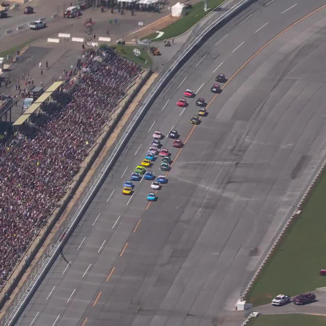 Trouble at the entrance to pit road! The yellow is out on Lap 43.