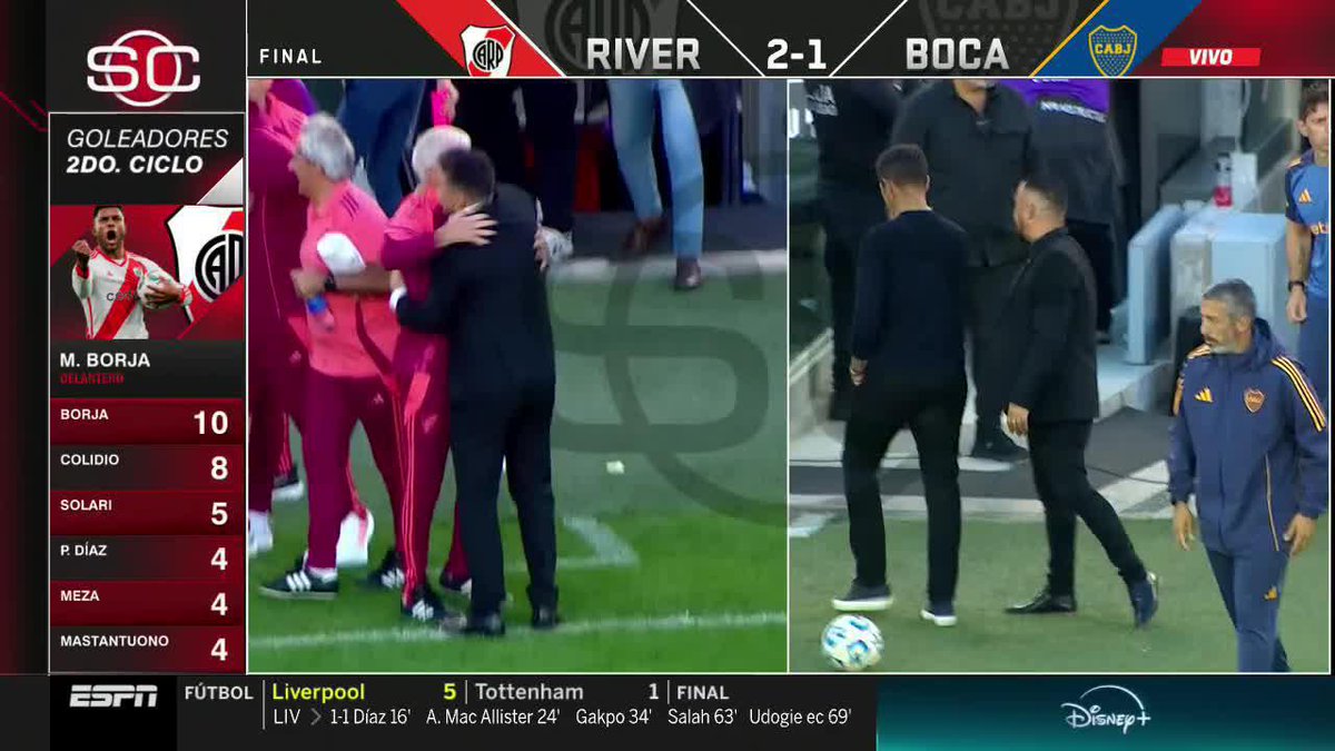 YA FESTEJÓ EN LA CONTRA DE LANZINI: antes del pitazo final, el Muñeco Gallardo celebraba el TRIUNFAZO SUPERCLÁSICO de River ante Boca en el Más Monumental. 📺 #SportsCenter | #DisneyPlus